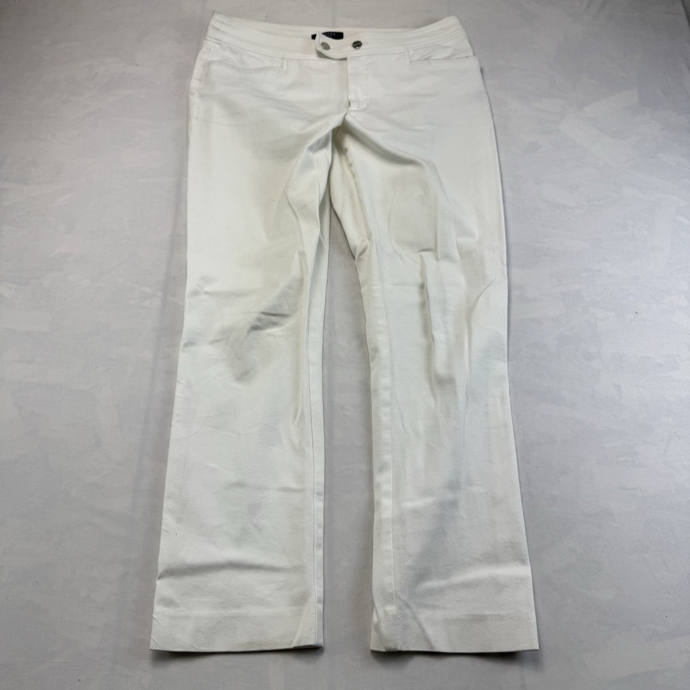 Chaps Petite White Straight Leg Pants Women's 10P Stretch Career